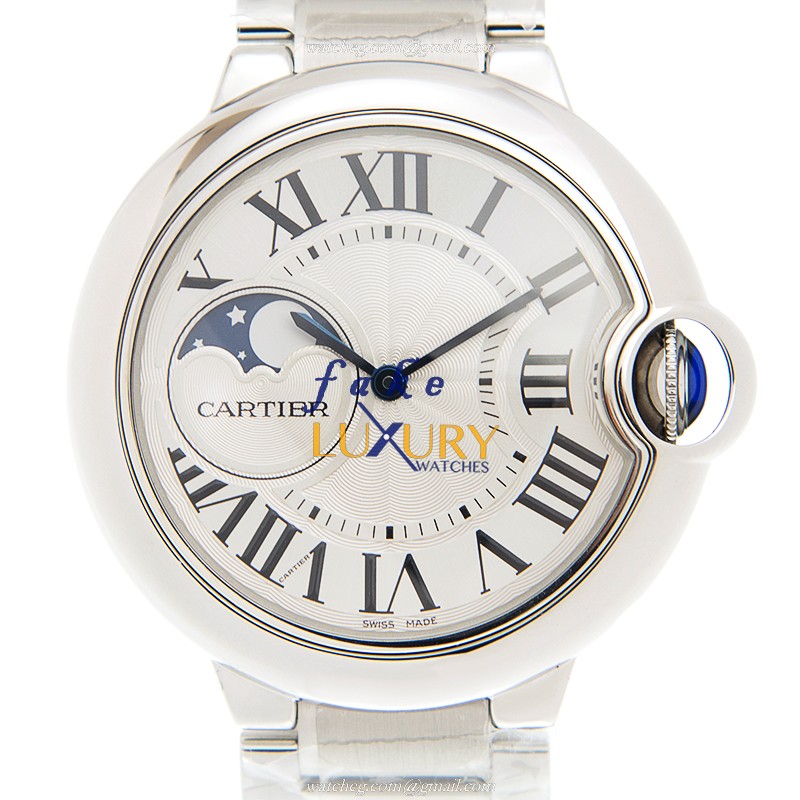 Cartier WSBB0021 BALLON BLEU Automatic Steel Case Replica Watch, Silver Dial, Stainless Steel - Luxury Replica Watch