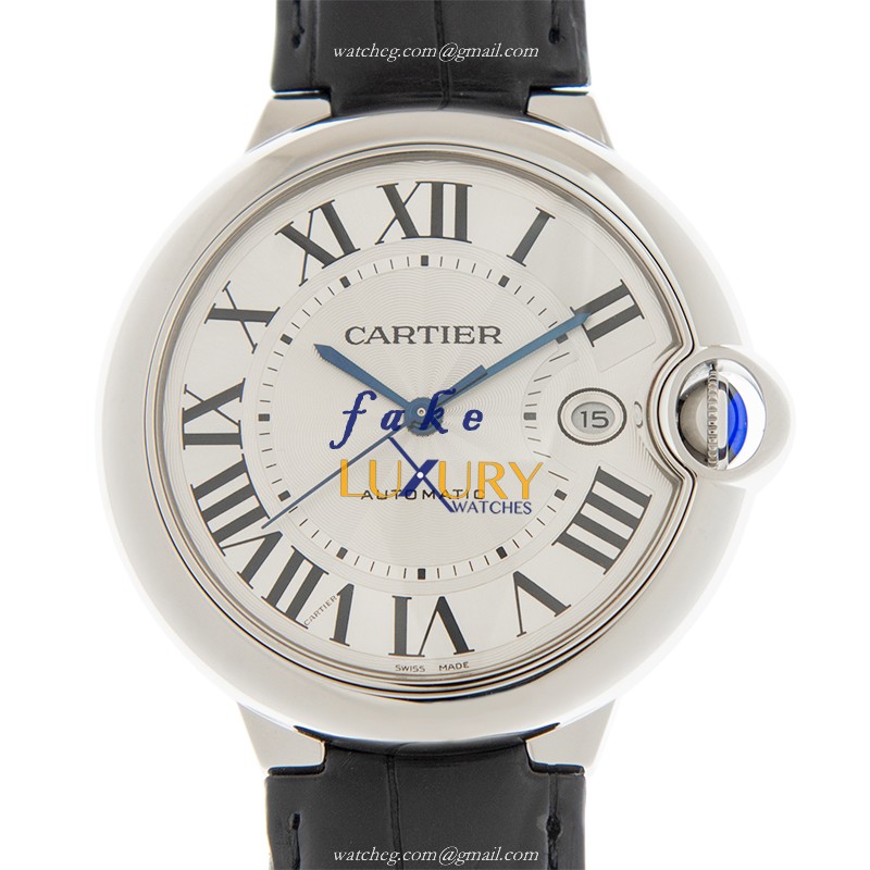 Cartier WSBB0026 Ballon Bleu Replica Watch, Automatic, Silver Dial, Steel Case, Black Alligator - Luxury Replica Watch