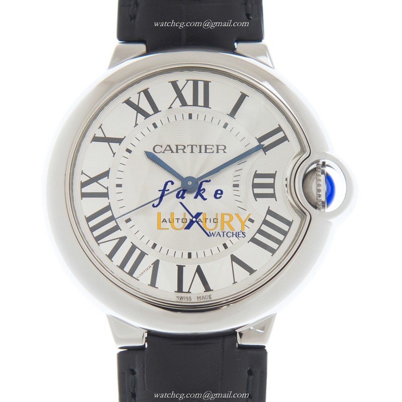 Cartier WSBB0028 BALLON BLEU Automatic Stainless Steel Replica Watch, 36mm Silver Dial, Leather - Luxury Replica Watch