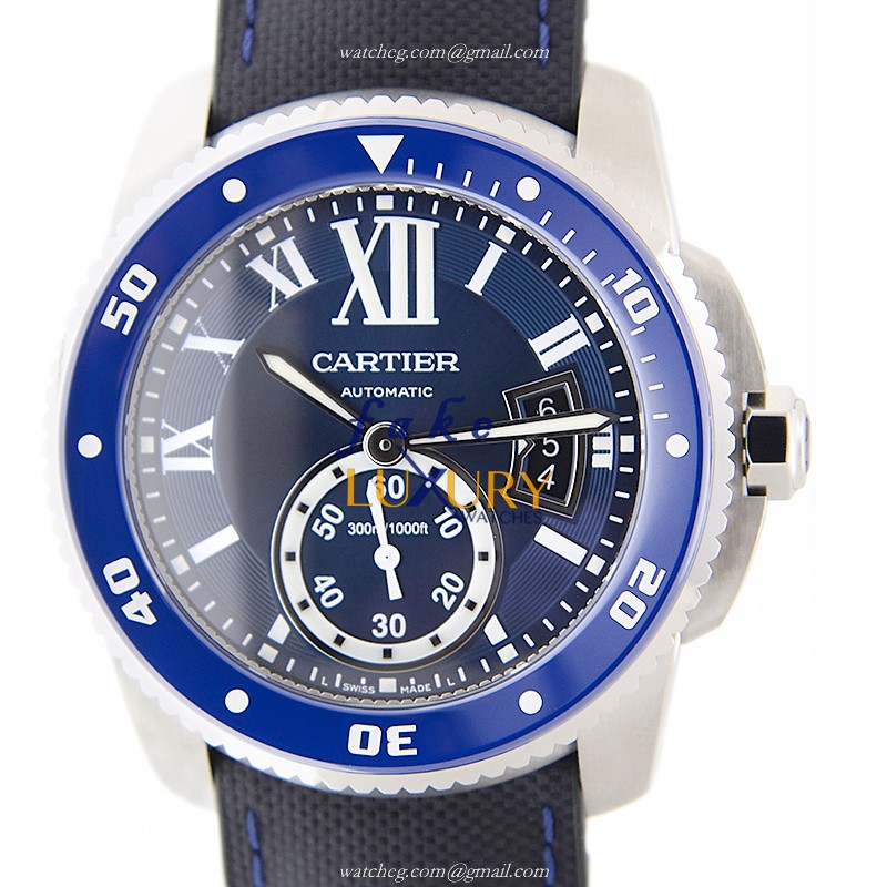 Cartier Calibre de Cartier WSCA0010 Automatic Blue Dial Rubber Strap Replica Watch - Luxury Replica Watch