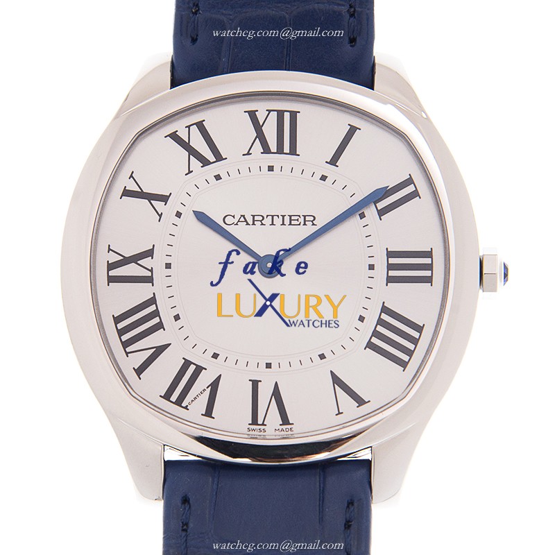 Cartier WSNM0011 DRIVE DE CARTIER Manual Wind Steel Silver Dial Alligator Strap Replica Watch - Luxury Replica Watch