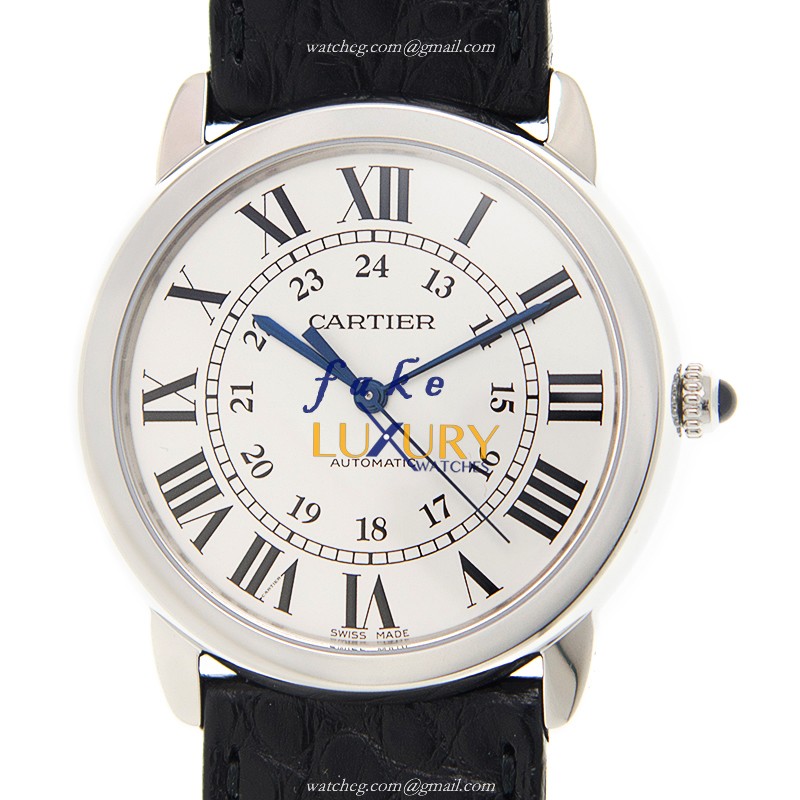 Cartier WSRN0013 RONDE SOLO DE CARTIER Auto Swiss Movement Silver Dial Alligator Strap Replica Watch - Luxury Replica Watch