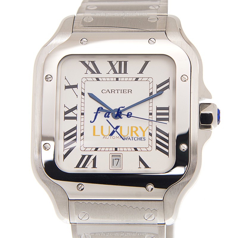 Cartier WSSA0009 Santos de Cartier Replica Watch, Automatic Movement, White Dial, Steel Case - Luxury Replica Watch