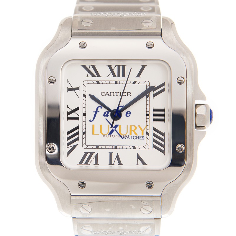Cartier WSSA0010 Santos De Cartier Automatic Stainless Steel Replica Watch, Swiss Movement, White - Luxury Replica Watch