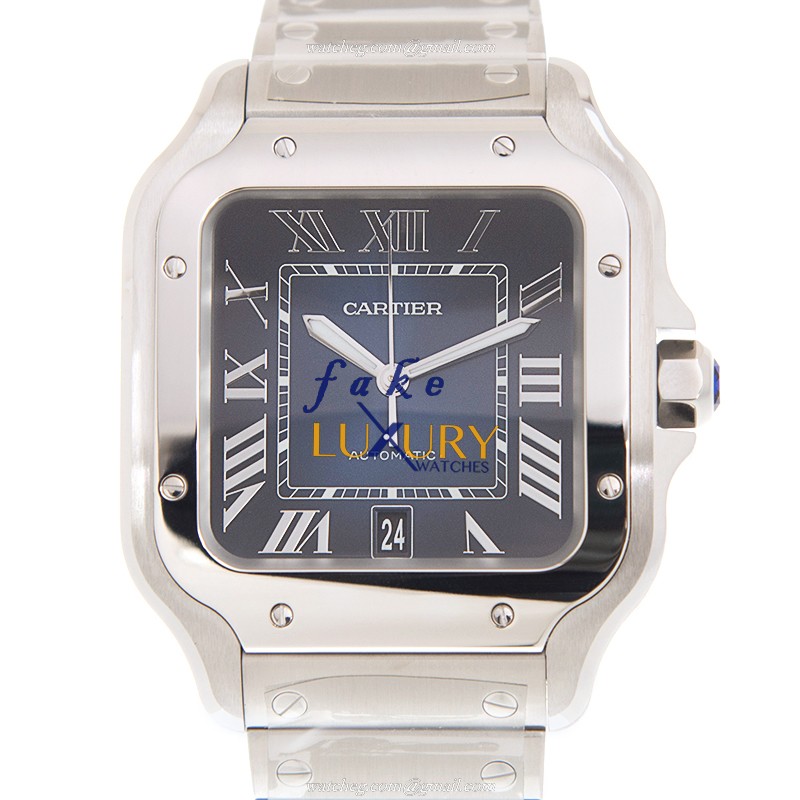 Cartier WSSA0013 SANTOS DE CARTIER Automatic Stainless Steel Blue Dial Silver Strap Replica Watch - Luxury Replica Watch