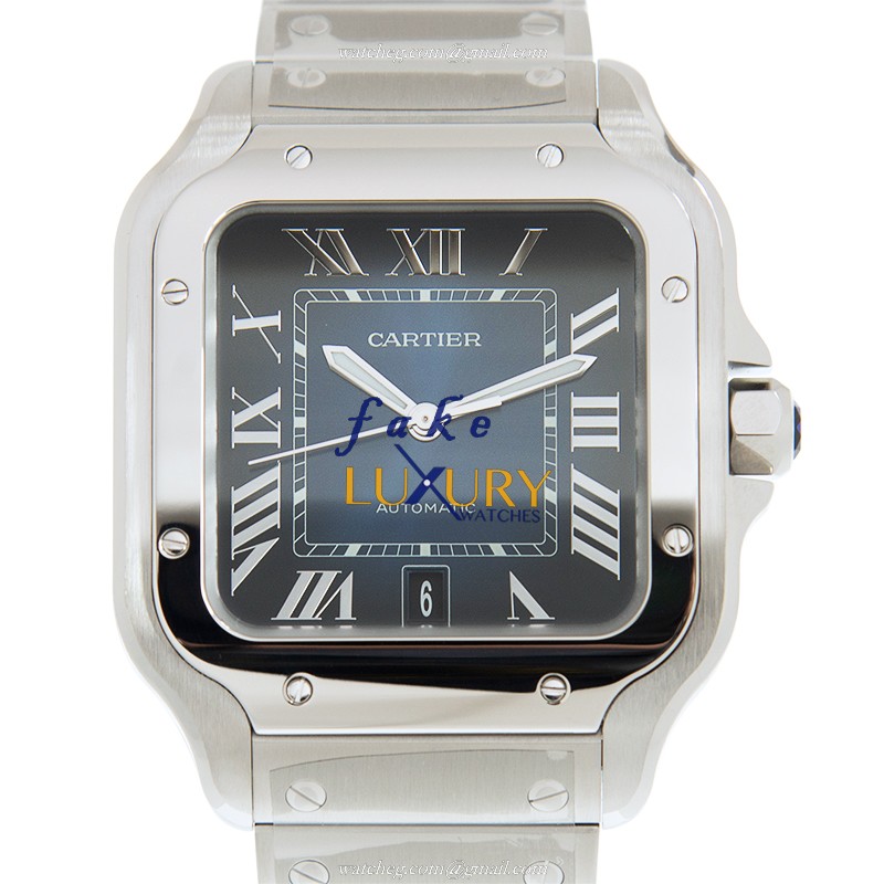 Cartier WSSA0030 - Santos De Cartier Automatic - 39.8mm - Blue Dial - Silver Stainless Steel Strap - Luxury Replica Watch
