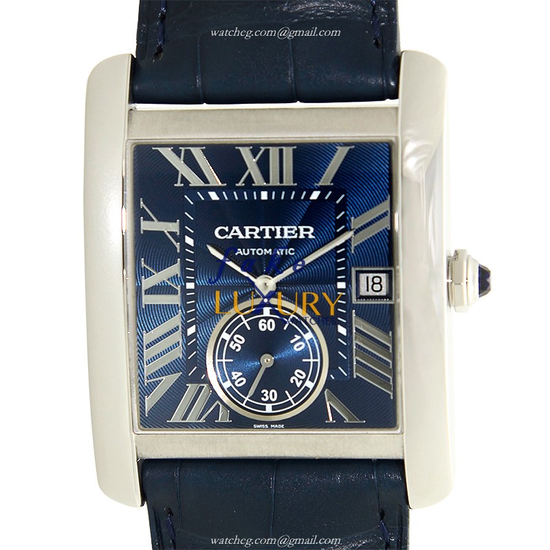 Cartier WSTA0010 Replica Watch, 34.3mm Automatic, Blue Dial, Steel Case, Blue Alligator Strap - Luxury Replica Watch