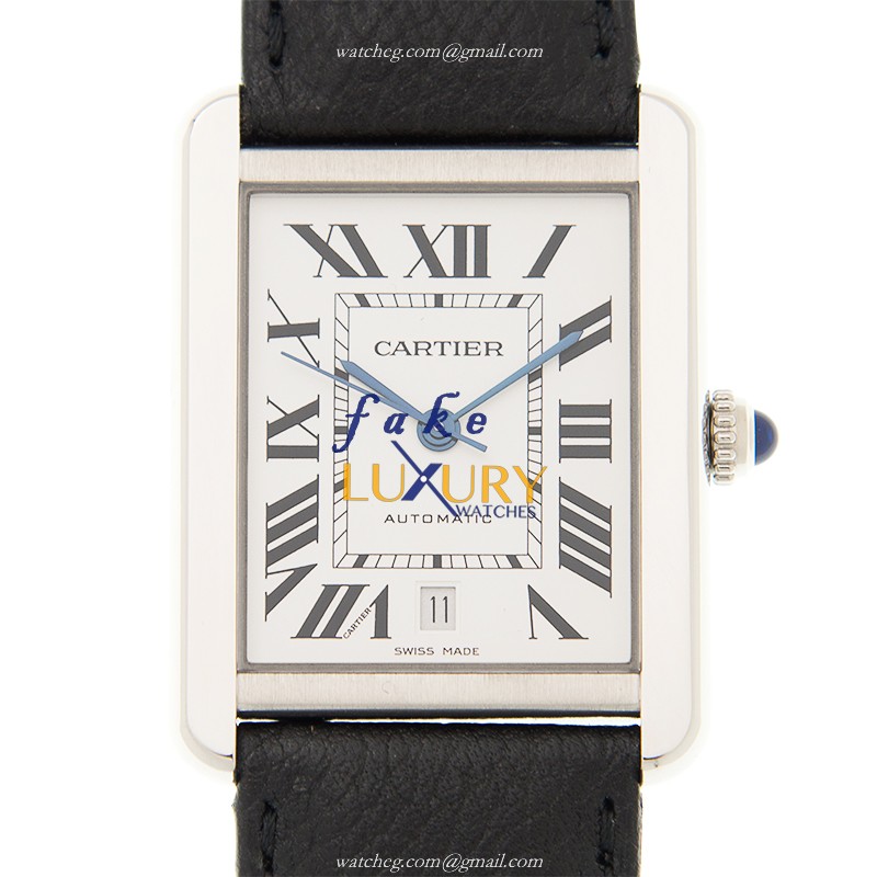 Cartier WSTA0029 TANK Replica Watch Automatic Movement Stainless Steel Case Silvery White Dial - Luxury Replica Watch