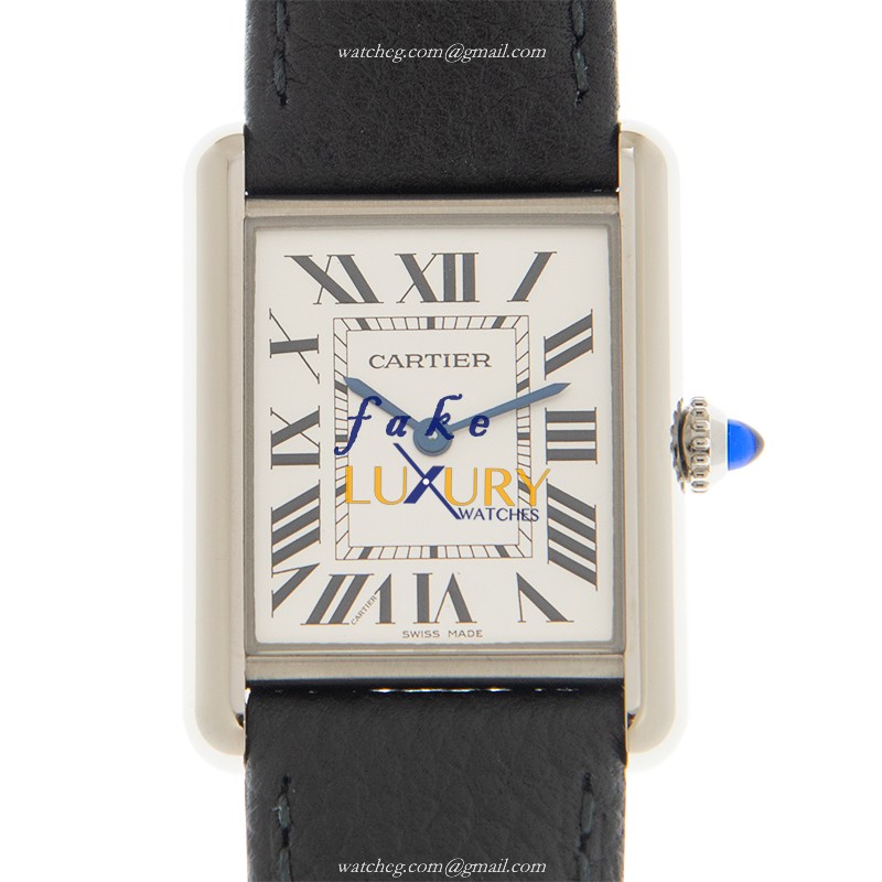 WSTA0041 - Cartier Tank Quartz Replica Watch - Silver Dial Stainless Steel - Luxury Replica Watch