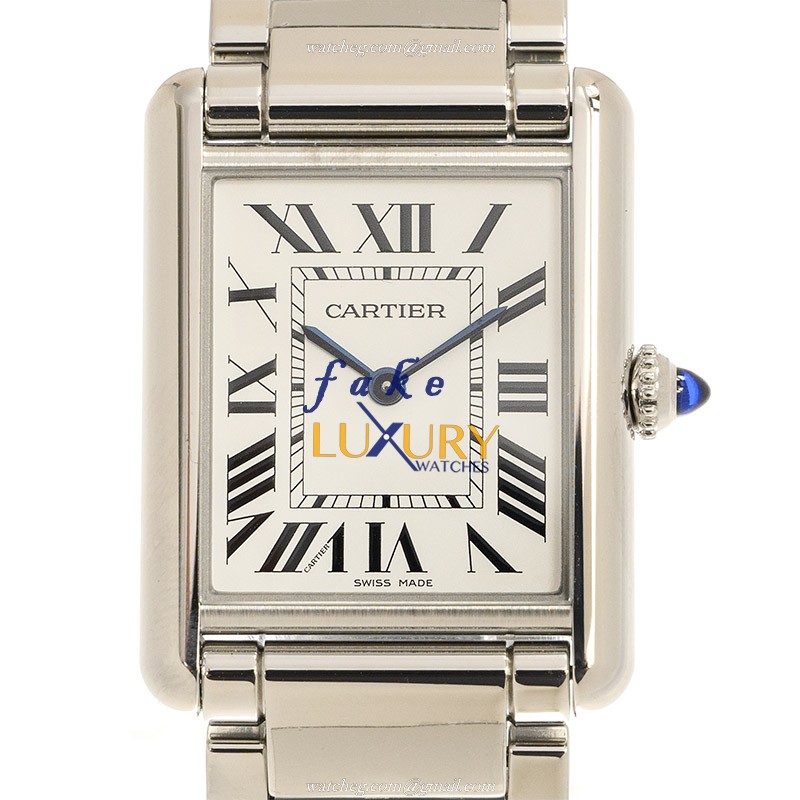 Cartier WSTA0052 TANK Quartz Stainless Steel Replica Watch, Automatic, Silver Dial, 25.5mm Case - Luxury Replica Watch