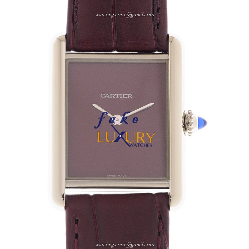 Cartier WSTA0054 Replica Watch, Quartz, Red Dial, Steel Case, 25.5mm, Alligator Strap - Luxury Replica Watch