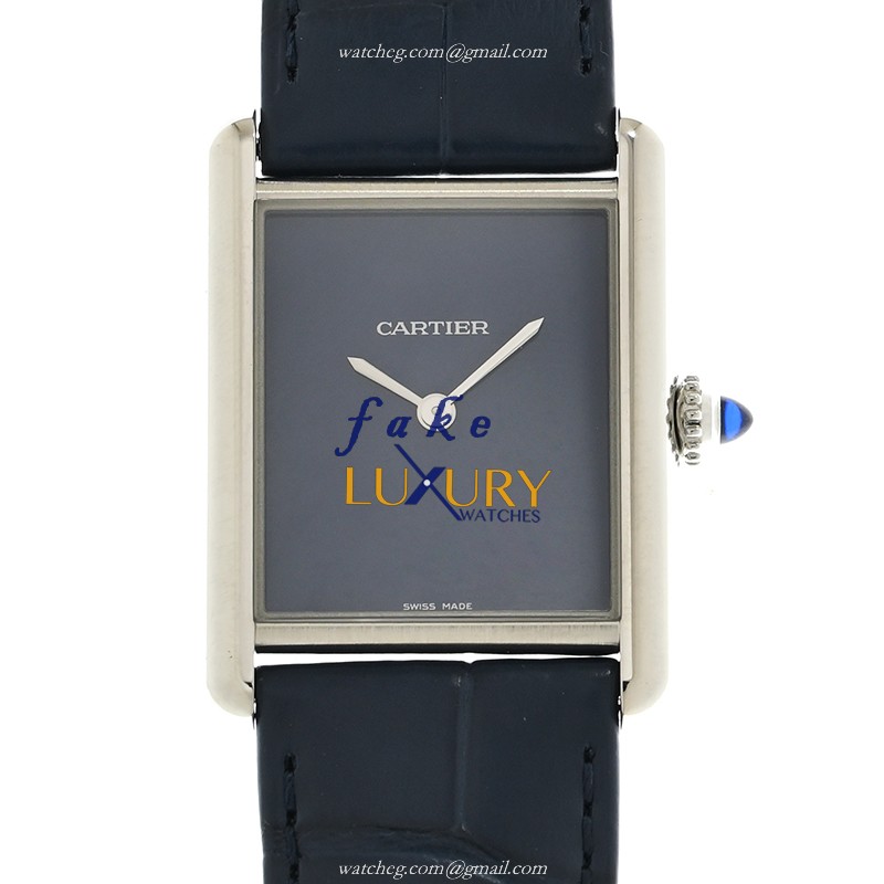 Cartier WSTA0055 Quartz Stainless Steel Replica Watch, Blue Dial, Green Leather Strap - Luxury Replica Watch