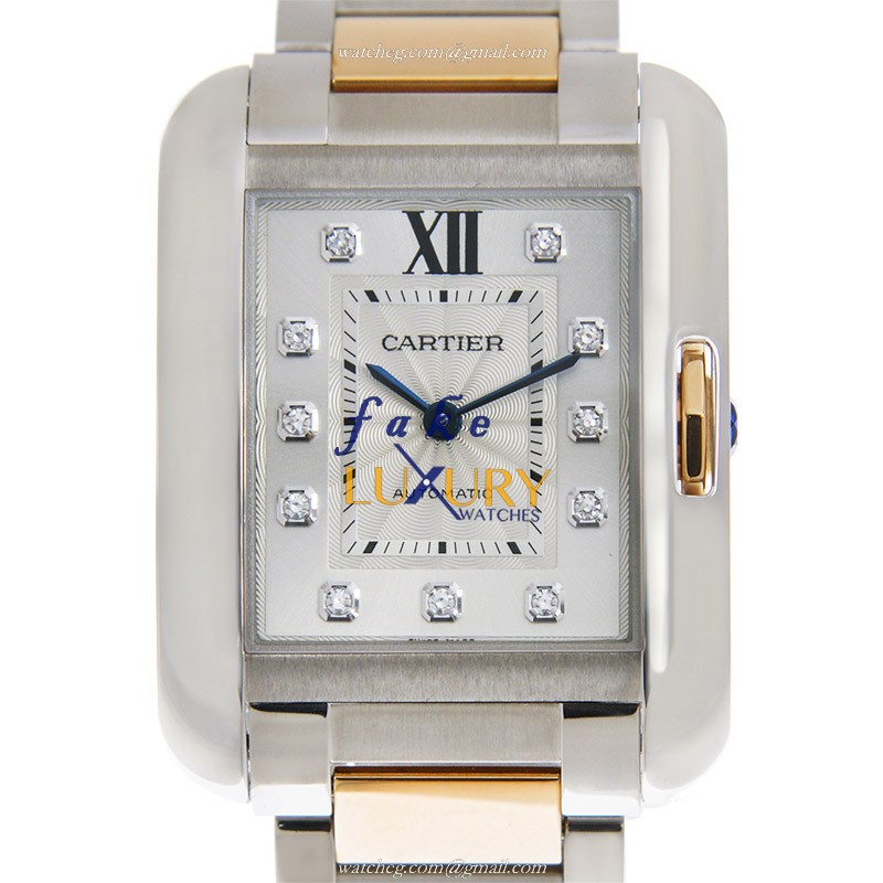 Cartier WT100025 TANK Replica Watch With Automatic Movement, Silver Dial, Steel & Gold Case - Luxury Replica Watch