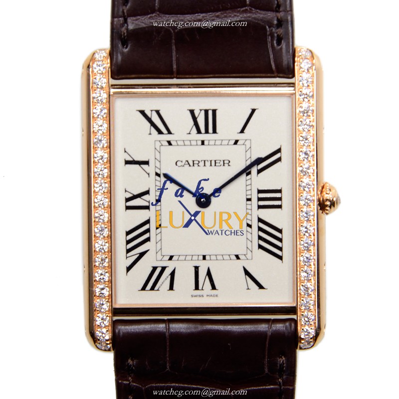 Cartier WT200005 TANK Manual Wind 18kt Rose Gold & Diamonds  Replica Watches - Luxury Replica Watch
