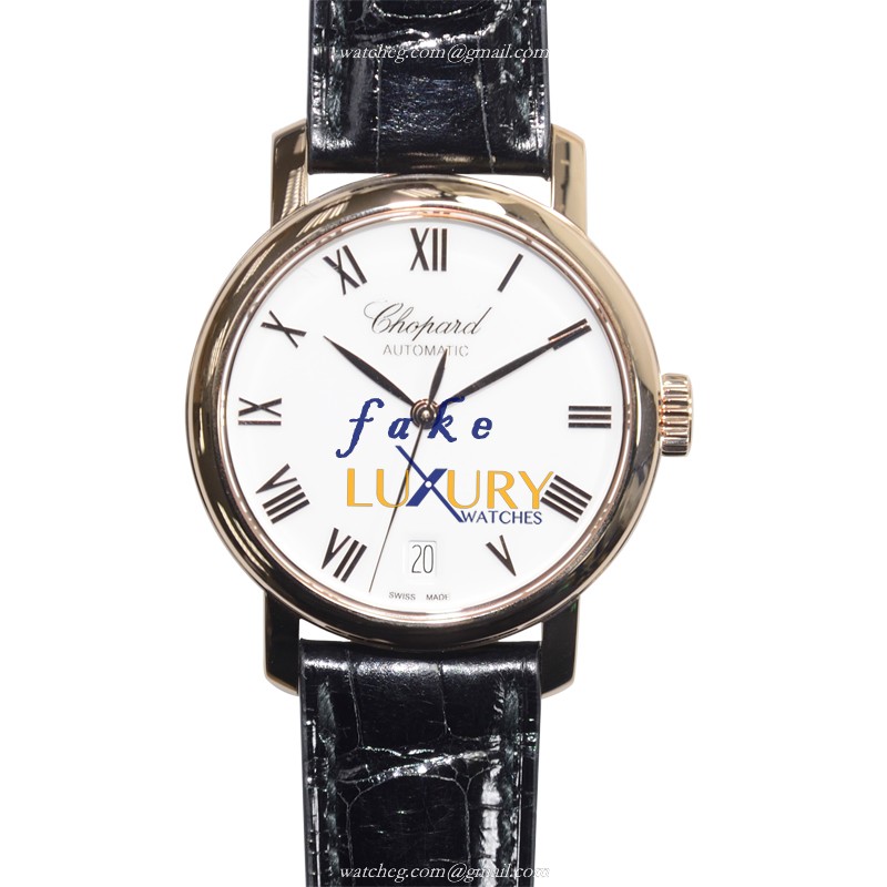 Chopard Replica Watch 124200-5001 AUTO 18kt Rose Gold Dial Alligator Strap - Luxury Replica Watch