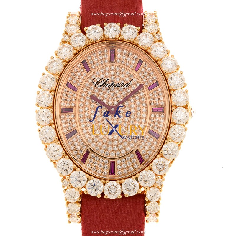 Chopard 139383-5001 HAPPY SPORT Quartz 18kt Rose Gold & Diamonds - Replica Watch - Ladies - Luxury Replica Watch