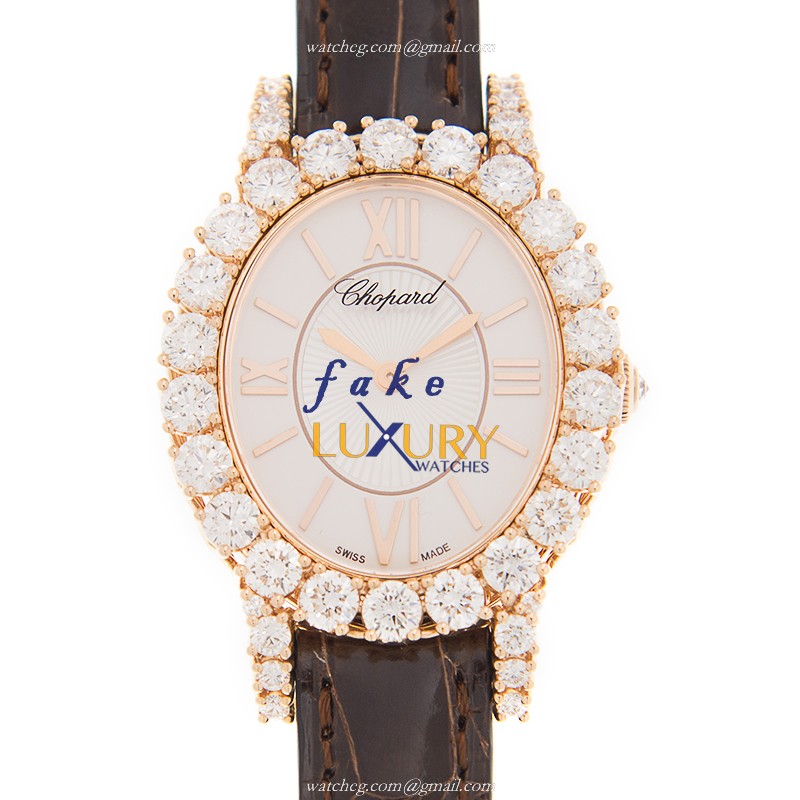 Chopard 139384-5104 L Heure Du Diamant - Manual Wind - 18kt Rose Gold - White Dial - Watch Clone - Luxury Replica Watch