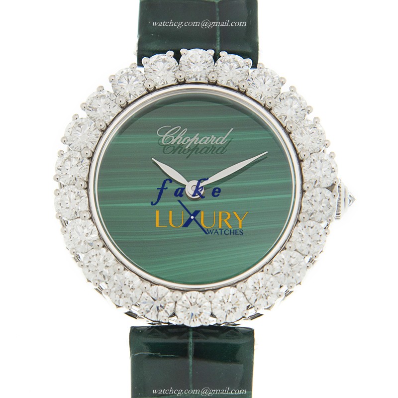 Chopard 13A378-1001 L Heure Du Diamant - Automatic - 18kt White Gold - Green Dial - Replica Watch - Luxury Replica Watch