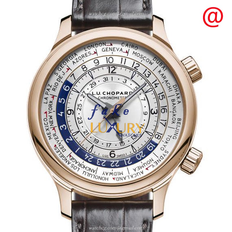 Chopard L.U.C 161942-5001 Automatic 18kt Rose Gold Replica Watch, Silver Dial, Alligator Brown Strap - Luxury Replica Watch