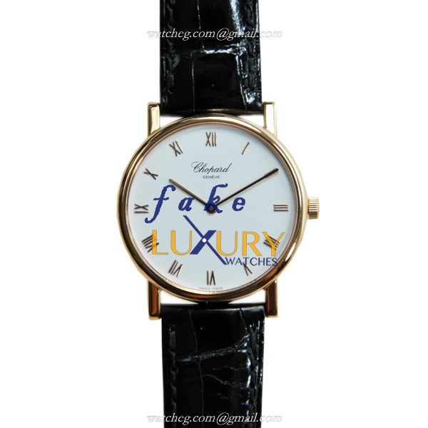 Chopard 163154-5001 CLASSIC Manual Wind 18kt Rose Gold - White Dial - Black Alligator Strap Replica - Luxury Replica Watch