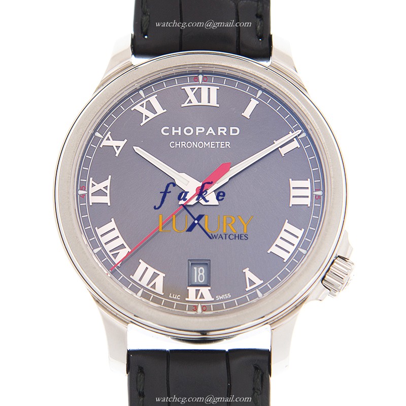 Chopard L.U.C 168527-3001 Automatic Stainless Steel Replica Watch - Gray Dial - Black Alligator - Luxury Replica Watch