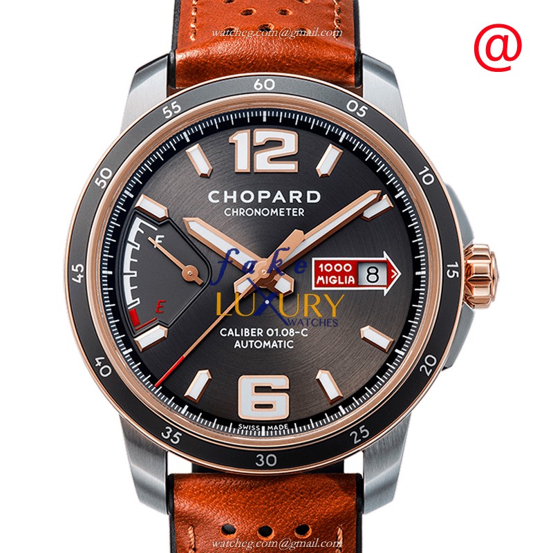 Chopard 168566-6001 Replica Watch Automatic 43mm 18kt Rose Gold Brown Cowhide Sapphire Crystal - Luxury Replica Watch