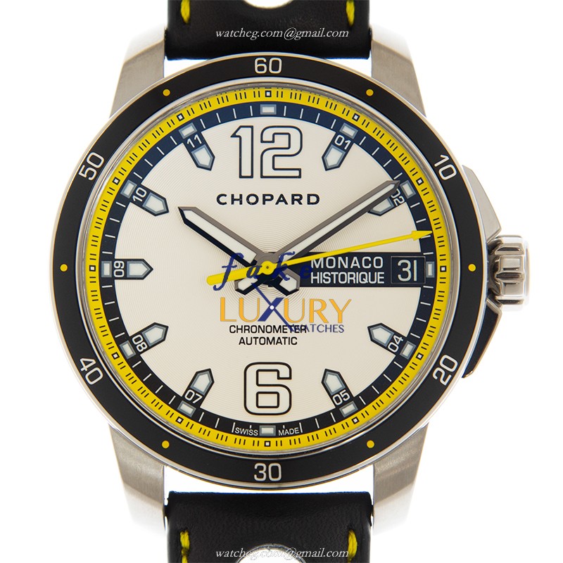 Chopard 168568-3001 Grand Prix Monaco Auto Titanium Replica Watch - 44.5mm Silver Dial Brown - Luxury Replica Watch