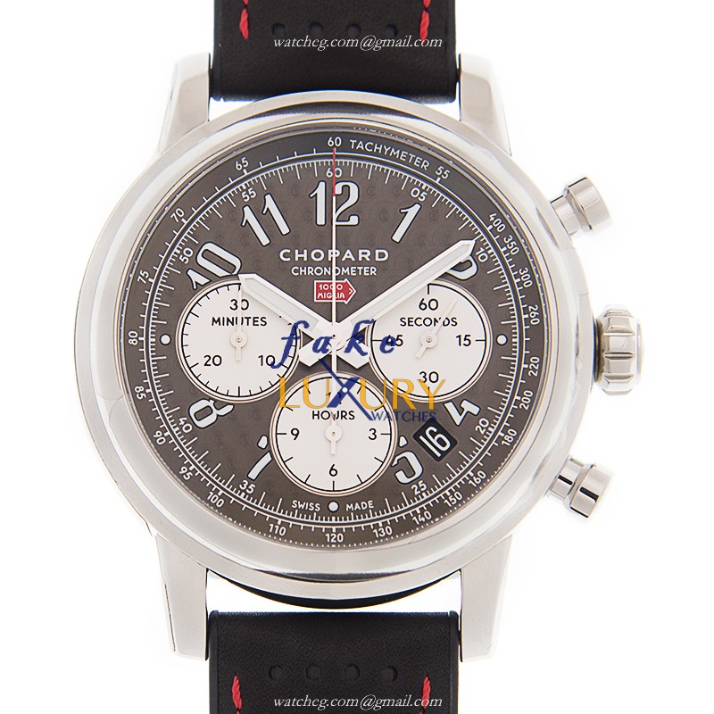 Chopard 168589-3006 Replica Watch - Automatic - Steel Case - 42mm Gray Dial Black Leather Strap - Luxury Replica Watch