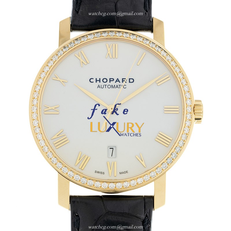 Chopard 171278-0001 CLASSIQUE Automatic 18kt Gold & Diamond Replica Watch, Swiss Movement, White - Luxury Replica Watch
