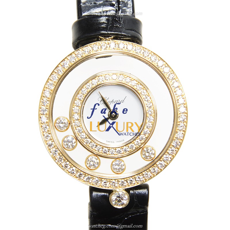 -203957-0201 - Chopard Happy Diamonds Quartz 18kt Gold & Diamond Replica Watch - Automatic - Luxury Replica Watch