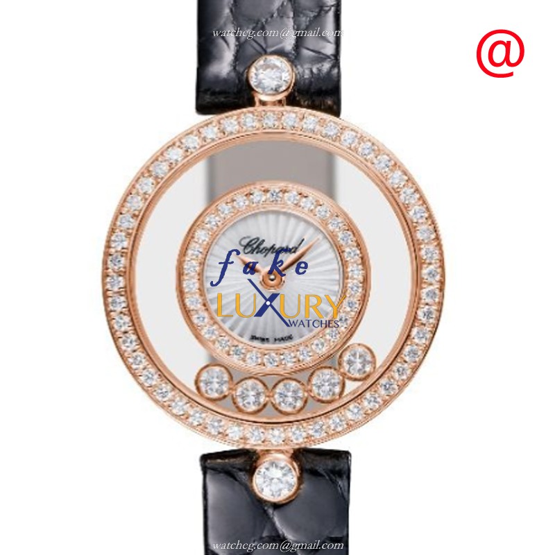 Chopard 203957-5214 Quartz 18kt Rose Gold & Diamond Replica Watch, Swiss Movement, White Pearl - Luxury Replica Watch