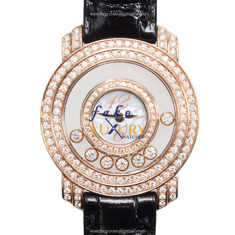 Chopard 209245-5001 HAPPY DIAMONDS - Quartz - 18kt Rose Gold & Diamonds - Replica Watch - 30.6mm - Luxury Replica Watch