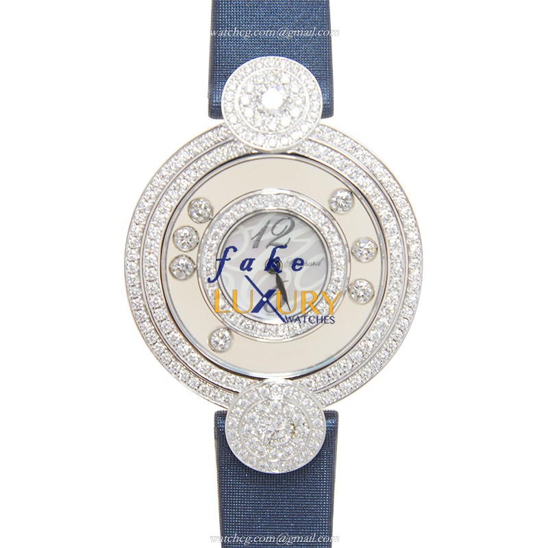 -209341-1001ST.OO.1240ST.01 - Chopard Happy Diamonds Quartz Replica Watch - 18kt White Gold & - Luxury Replica Watch