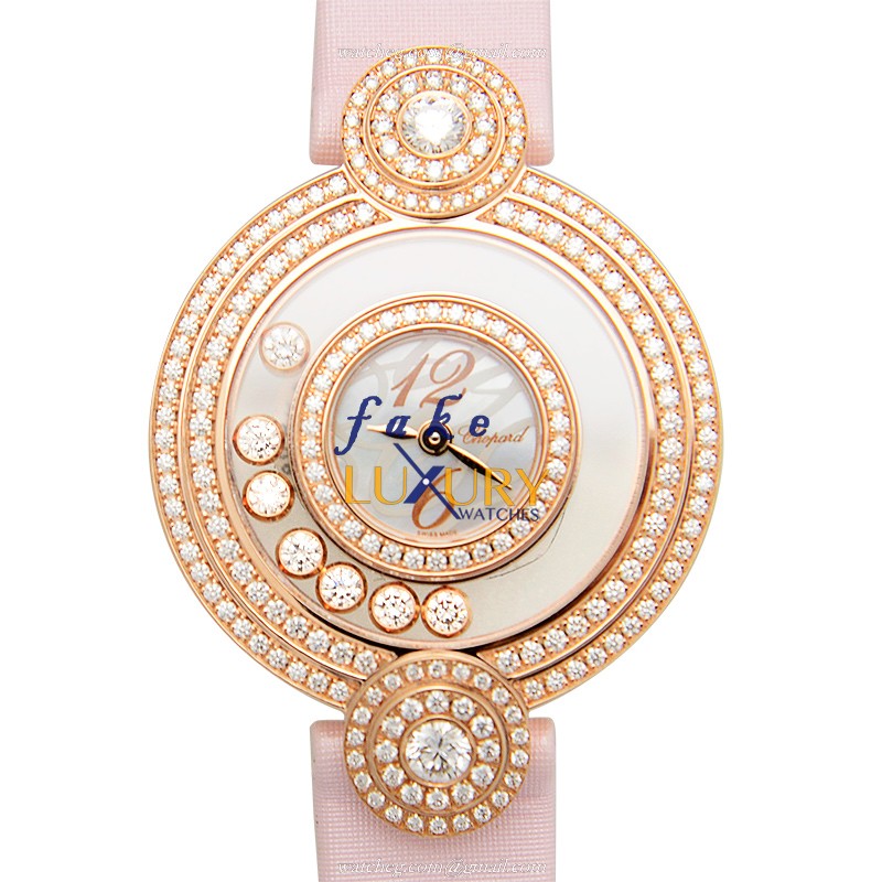 Chopard 209341-5001 Happy Diamonds Replica Watch, Quartz Movement, 18kt Rose Gold & Diamond Case - Luxury Replica Watch