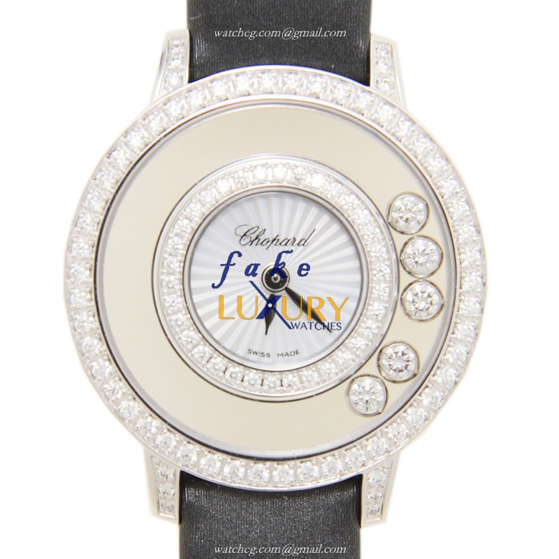 Chopard 209410-1001 Happy Diamonds Quartz 18kt White Gold Diamond Bezel Replica Watch - Luxury Replica Watch