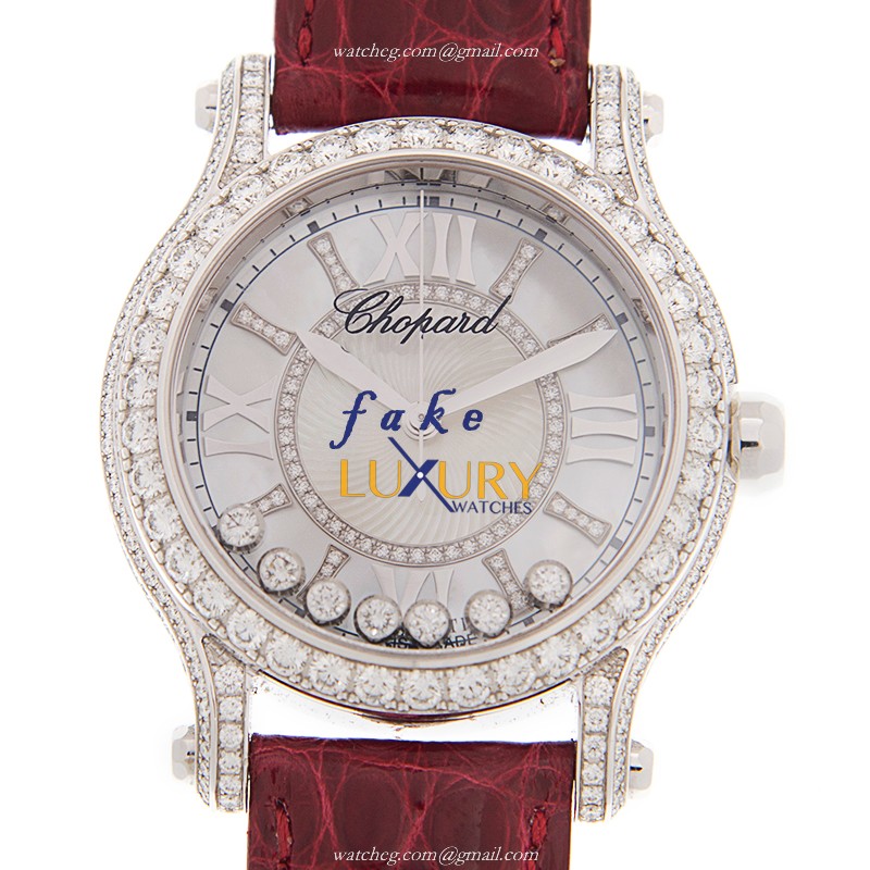 Chopard 274891-1008 HAPPY SPORT AUTO 18kt White Gold Diamond Replica Watch - Luxury Replica Watch