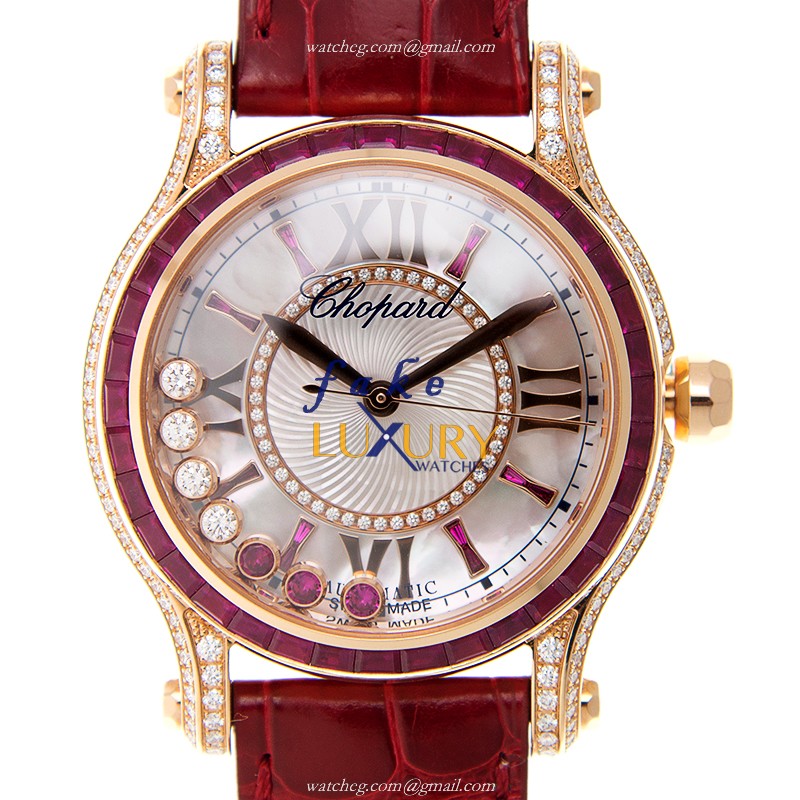 Chopard 274891-5004 Replica Watch Automatic 18kt White Gold Ruby White Dial Red Alligator Strap - Luxury Replica Watch