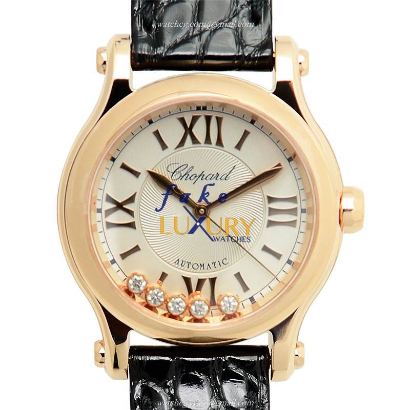 Chopard 274893-5001 - Happy Sport - Automatic - 18kt Rose Gold Case - Replica Watch - 30mm - Silver - Luxury Replica Watch