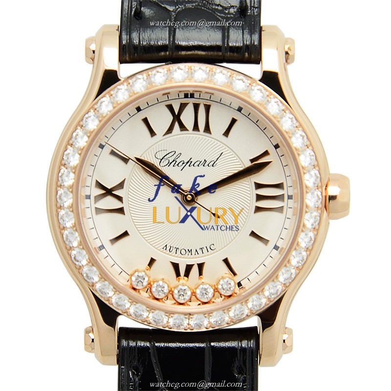 Chopard 274893-5002 Happy Sport Automatic 18kt Rose Gold & Diamonds Replica Watch - Swiss Movement - Luxury Replica Watch