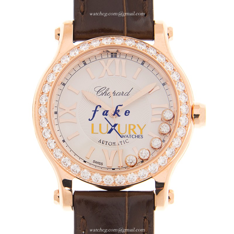 Chopard 274893-5012 Automatic 18kt Rose Gold Diamond Replica Watch, Swiss Movement, White Dial - Luxury Replica Watch