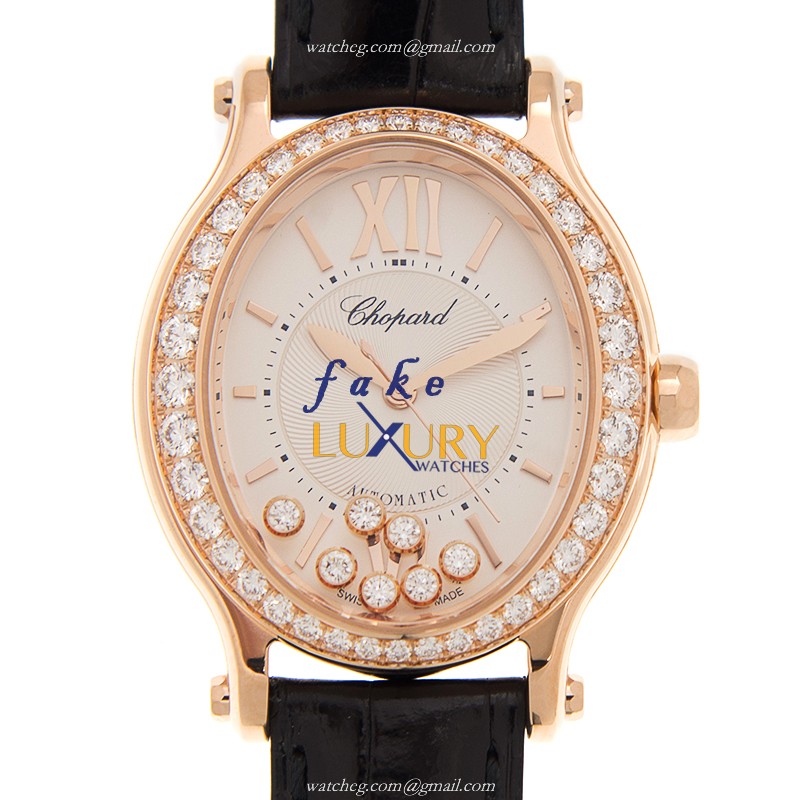Chopard 275362-5002 HAPPY SPORT Auto 18kt Rose Gold Diamonds Replica Watch - Luxury Replica Watch