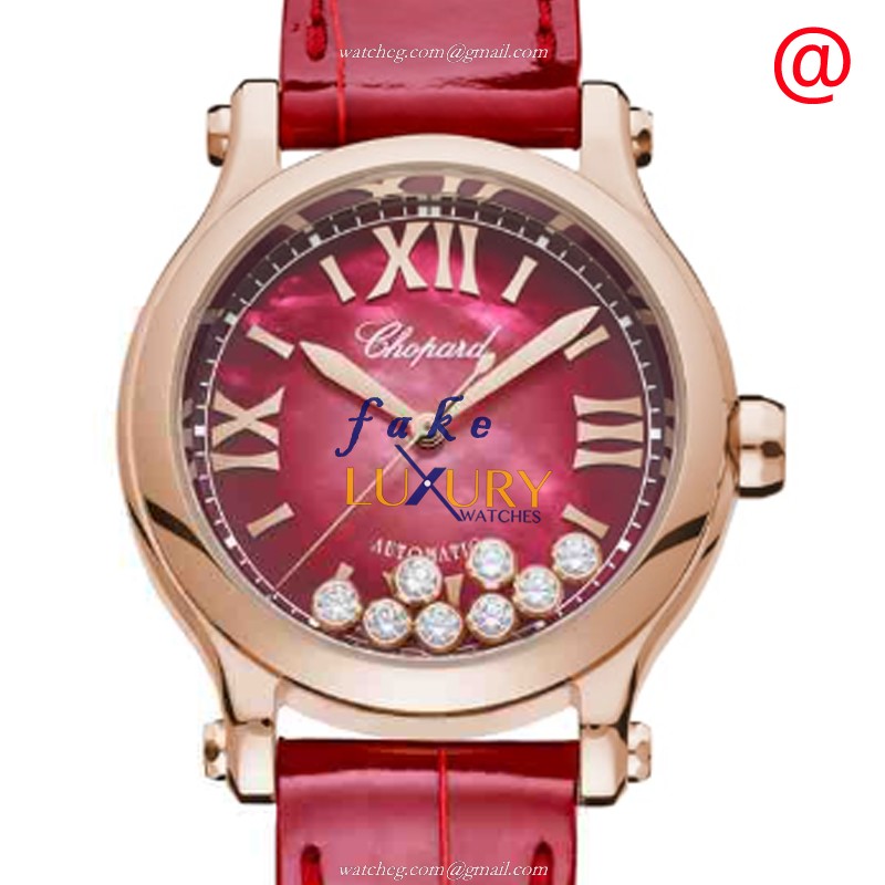 Chopard 275378-5005 Happy Sport - Replica Watch - Automatic - 18kt Rose Gold - Red Dial - Luxury Replica Watch