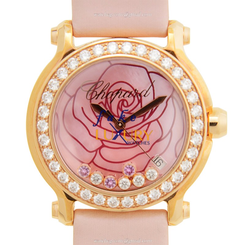 Chopard 277473-5011 Happy Sport Quartz 18kt Rose Gold & Diamond Bezel Replica Watch - Luxury Replica Watch