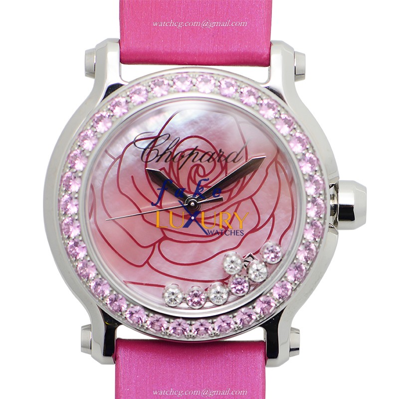 Chopard 278475-3030 Happy Sport Quartz Stainless Steel Replica Watch, Pink Dial, Swiss Clone - Luxury Replica Watch
