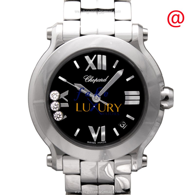 Chopard 278477-3014 Replica Happy Sport Watch - Swiss Quartz Movement, Stainless Steel Case, Black - Luxury Replica Watch