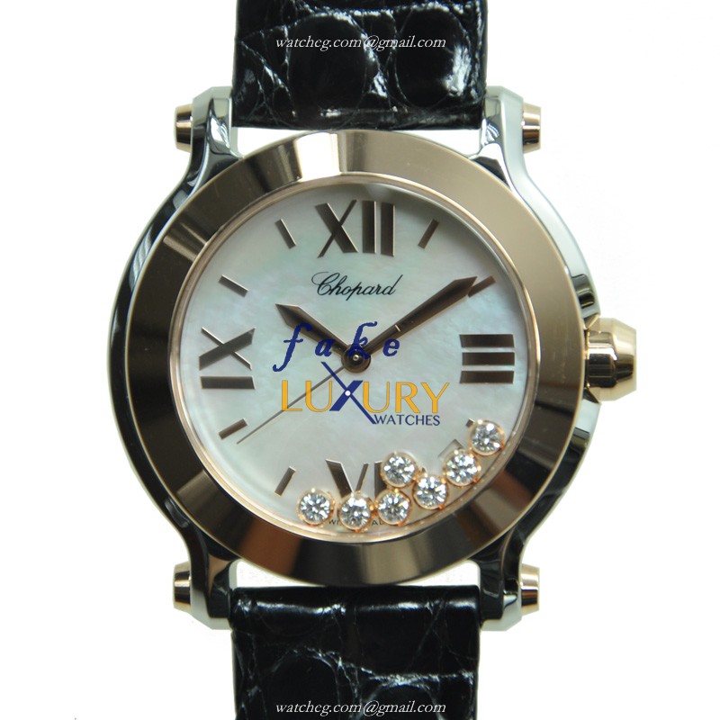 Chopard 278492-9004 Happy Sport Quartz 18kt Rose Gold Steel | 1:1 Swiss Clone | White Dial - Luxury Replica Watch