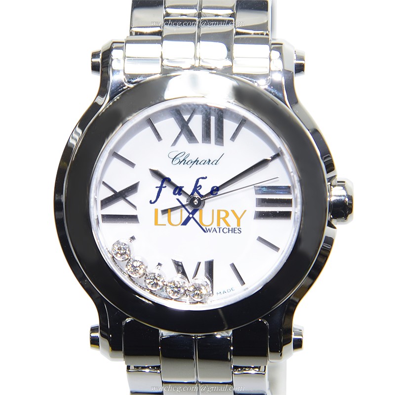 Chopard 278509-3002 HAPPY SPORT Quartz Stainless Steel Replica Watch - White Dial - Silver Strap - Luxury Replica Watch