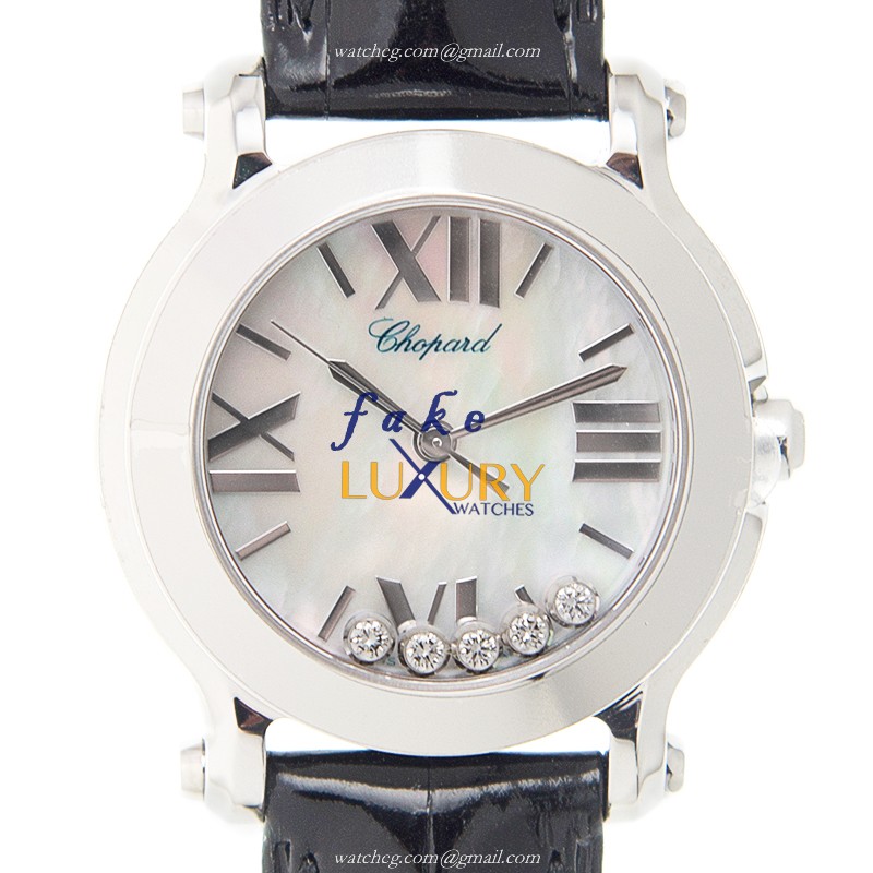 Chopard 278509-3004 Happy Sport Quartz Replica Watch - White Dial, Stainless Steel Case, Alligator - Luxury Replica Watch