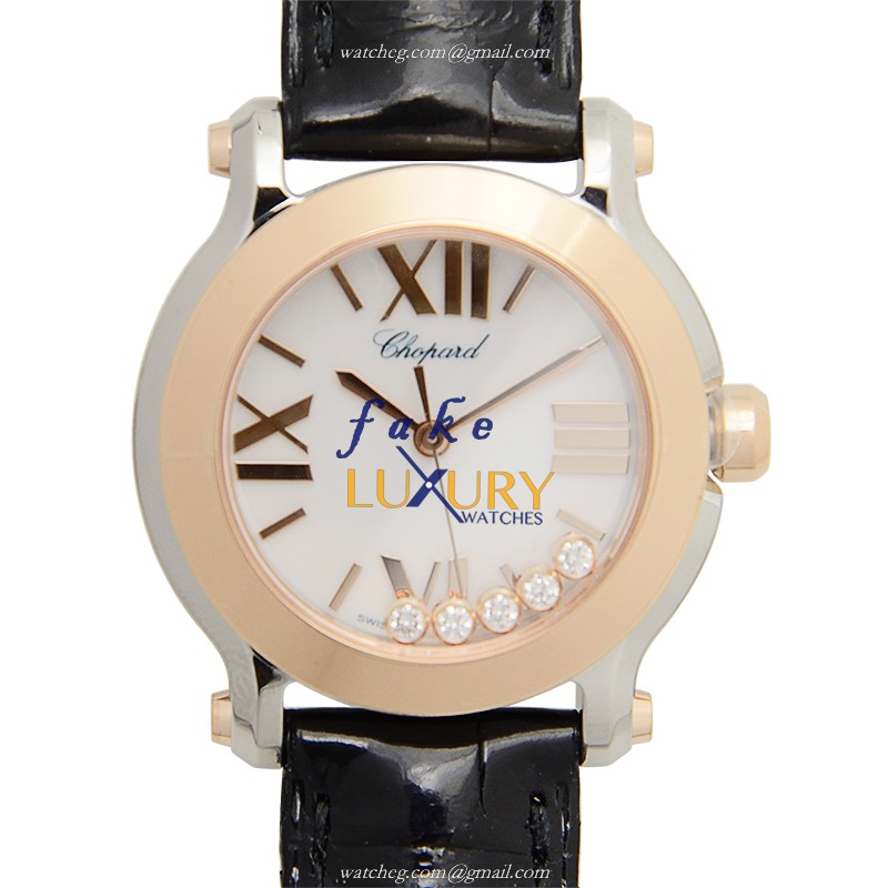 Chopard 278509-6001 Quartz 18kt Rose Gold & Steel Case Replica Watch - Swiss Clone, Happy Sport - Luxury Replica Watch