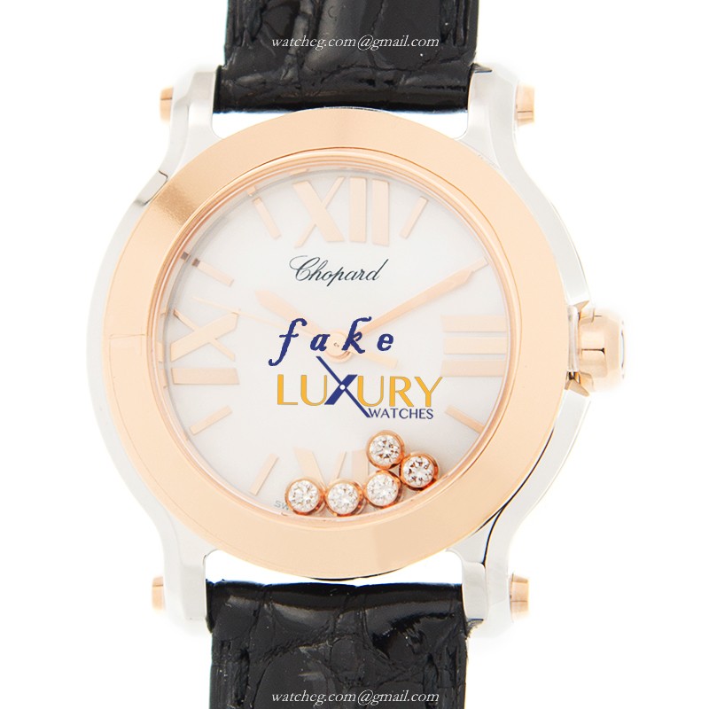 Chopard 278509-6002 HAPPY SPORT Quartz 18kt Rose Gold Replica Watch | Automatic | Steel | White - Luxury Replica Watch